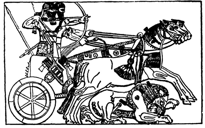 Рис. 26. Асирийски велможи на лов за лъвове. na_lov_za_lavove.png