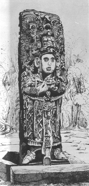 103. Стела на старите маи, намерена от Стивънс в Копан и нарисувана от Кедърууд stela_mai_kopan.jpg