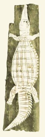 Рисунка върху кора от австралийски абориген (Native Tribes of the Northern Territory of Australia. London: Macmillan & Co., 1914) Как себичните гоани загубили жените си